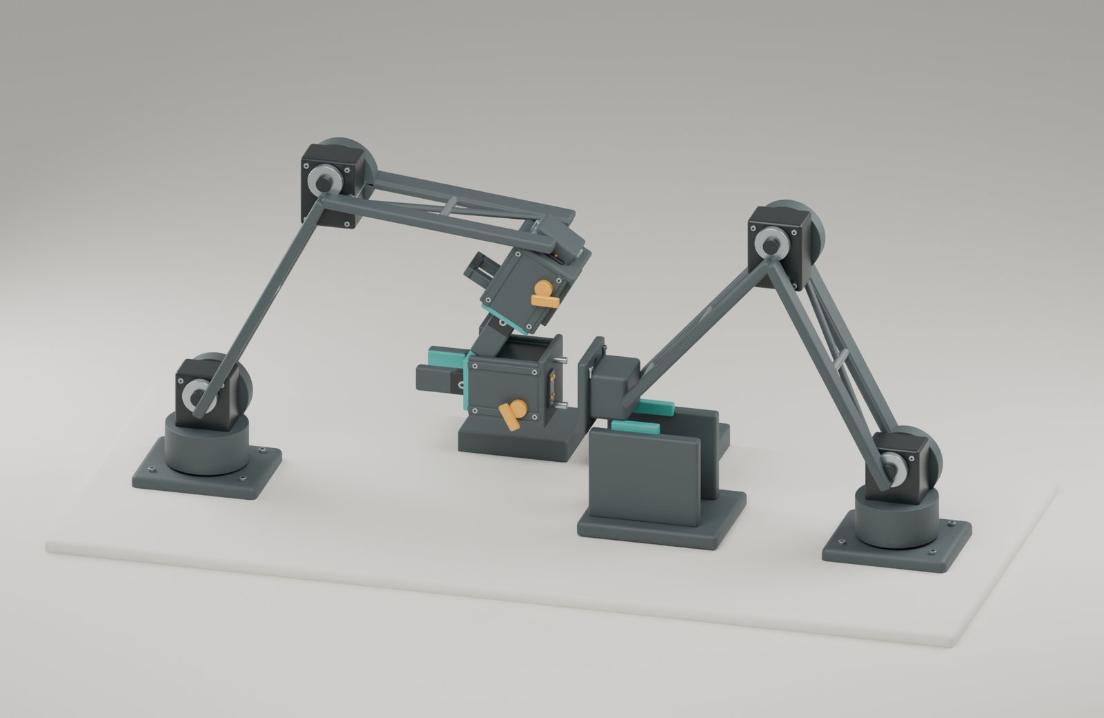 Canonical Blender geometry of the twin arms and replacement cartridge alignment