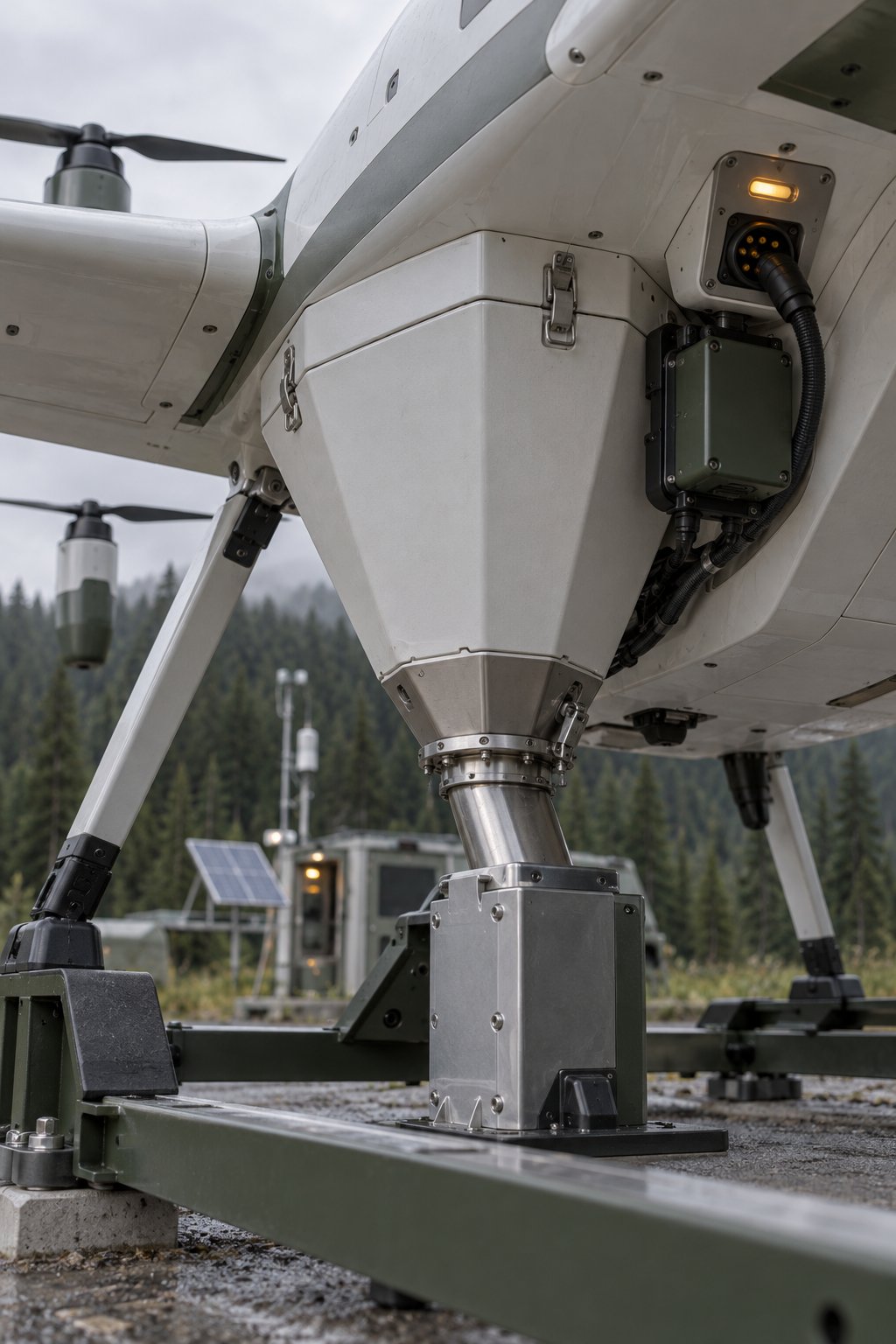 Concept detail of the UAV servicing mechanism and refill station